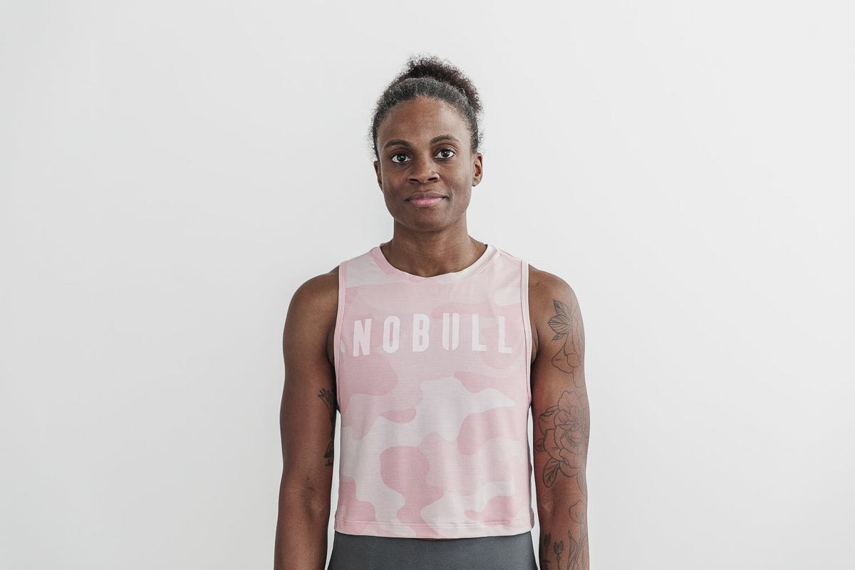 Nobull Muscle Women's Tank Tops Rose Camo | Australia (ZB6219)